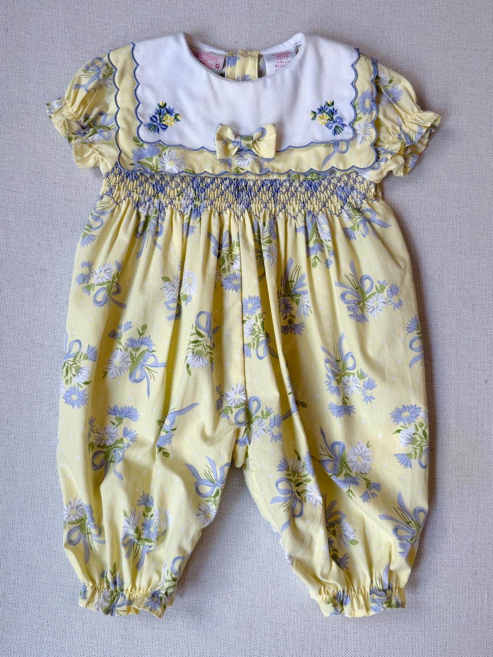 Vintage Smocked Floral Print Bubble Romper